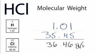 Molar Mass  Molecular Weight of HCl  Hydrochloric acid [upl. by Rojam308]