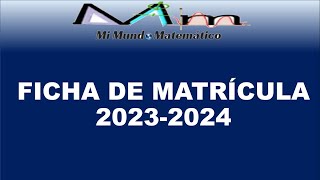 FICHA DE MATRÍCULA 20232024 [upl. by Yatnahc929]