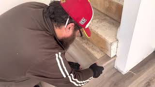 This is how I install Luxury vinyl plank on stairs part 2 installing the nosing and tread [upl. by Branen706]