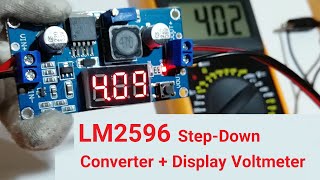 Use LM2596 Step Down Converter with LED display Voltmeter Adjustable [upl. by Nolyad]