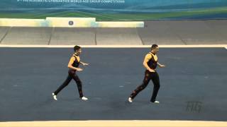 Kazakhstan KAZ  2016 Acrobatic Worlds Putian City CHN Dynamic Mens Pair [upl. by Trudy347]