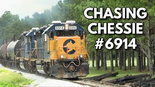 Chasing the quotVandalizedquot Chessie Heritage Unit  CSXT 6914 [upl. by Esinaj649]