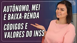 Valor do INSS do Autônomo MEI e BaixaRenda  Códigos e Como Pagar [upl. by Ralyat]