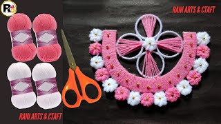 How to Make Woolen Flower  Wool Craft Wall Hanging  Woolen Flower Making Wall Hanging Easy [upl. by Marielle]