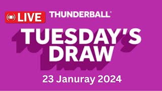 Thunderball draw live results tonight Tuesday 23 Jan 2024  thunderball live tonight draw [upl. by Nnylav162]