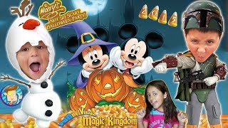 Trick or Treating in DISNEY WORLD Mickeys Not So Scary Halloween Party 2015 FV Family Trip [upl. by Jariv]