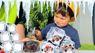 SMASHING FROZEN MONSTER TRUCK and HOT WHEEL CARS [upl. by Petuu766]