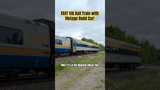 West of Cornwall ON FAST Train With F40PH2 LRC cars amp Vintage Budd Car viarail railways trains [upl. by Bertero652]