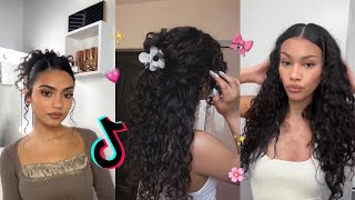 Easy and cute hairstyles for curly hair🎀 ￼ [upl. by Nerrag]