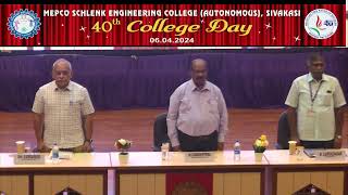 MEPCO SCHLENK ENGG COLLEGE 40th College Day 060424   Management Scholarship Awarding Ceremony [upl. by Malaspina]