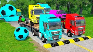 TRANSPORTING PIXAR CARS amp FRUITS WITH COLORED amp JOHN DEERE vs CLAAS vs TRACTORS  BeamNGdrive 962 [upl. by Reemas121]