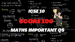 Maths Important Qs✅😎  ICSE 10  SCORE 100🔥🎉 [upl. by Ahseram]