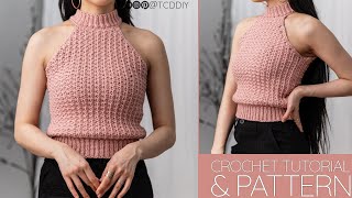 How to Crochet Mock Neck Top  Pattern amp Tutorial DIY [upl. by Bora]