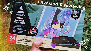 Unboxing and Reviewing ARTEZA Gouache Paint Tubs [upl. by Alrep771]