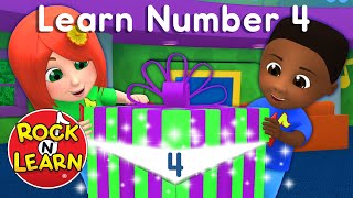 Learn About the Number 4  Number of the Day 4  Four with Manipulatives  Rock N Learn [upl. by Draneb632]