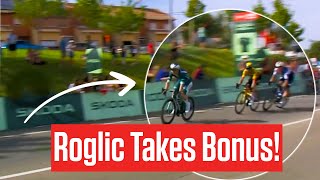 Primoz Roglic Takes Four More Seconds On Remco Evenepoel In Vuelta a España Stage 12 Bonus Sprint [upl. by Ecyal]