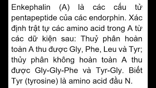 Enkephalin A là các cấu tử pentapeptide của các endorphin Xác định trật tự các amino acid trong A [upl. by Ained89]