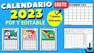 Calendario 2023 EDITABLE para imprimir 📆GRATIS 🎁 [upl. by Phionna]