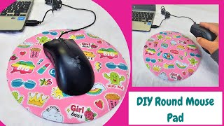 DIY Round Mouse PadHandmade Fabric Mouse PadReversible Easy to Sew Mouse Pad [upl. by Yklam]