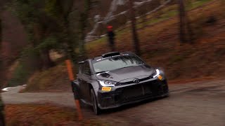 Tests Rallye Monte Carlo 2024  Pierre Louis Loubet  Toyota Yaris Rally2  Attack on wet road [upl. by Haines742]