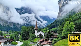 8K  Switzerland  A Paradise  LAUTERBRUNNEN village and valley  8K UHD Video [upl. by Agan569]