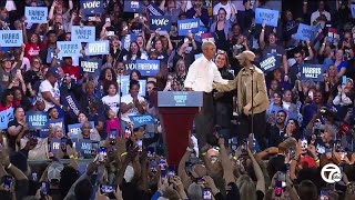 Barack Obama and Eminem rally voters for Kamala Harris in Detroit [upl. by Ynoyrb171]