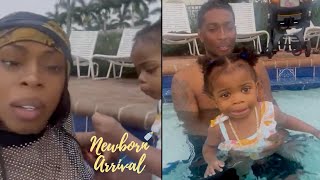 Shay Johnsons Daughter Shajiyah Goes Swimming In The Pool For The 1st Time Wit Daddy 🏊🏽‍♀️ [upl. by Noe]