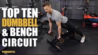 Powertec Top 10 Dumbbell amp Bench Routine [upl. by Placida]