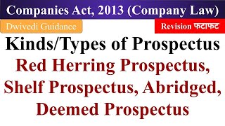 Types of Prospectus Red Herring Prospectus Shelf Prospectus Abridged Deemed Prospectus bcom [upl. by Reinar]