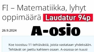 Lyhyen Matematiikan YOkokeen A osio S2024 [upl. by Eus]