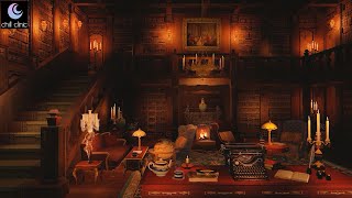 Cozy Victorian Library Ambience 🌙🔥 Fire crackling page turning writing amp old typewriter sounds [upl. by Brout]