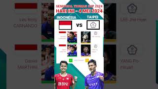 LINE UP INDONESIA VS CHINESE TAIPEI  SEMIFINAL THOMAS CUP 2024 HARI INI badminton2024 bwf [upl. by Retlaw425]