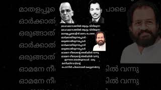 Innale mayangumbolyesudas hitsmalayalam songlyrics yesudas [upl. by Kadner]