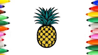 Pineapple drawing easypineapple drawing colourpineapple drawing for kids 🎍🎍🎍 [upl. by Grant]