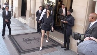 EXCLUSIVE  The very leggy Kendall Jenner goes to lunch at the Cafe de Flore while in Paris for the [upl. by Ginder]