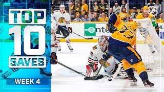 Top 10 Saves from Week 4  201920 NHL Season [upl. by Kedezihclem]