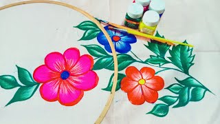 fabric painting sed painting krna sikhen pillow cover painting 🖌️🎨 [upl. by Odrick]