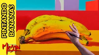 Pintando al Óleo Bananas ► Hiperrealismo técnica ► Arte del bodegón ► Pintar frutas► Hyperrealism [upl. by Bysshe565]