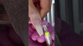 Removing gel polish and reshaping nail with 1 drill bit nails nailtutorial [upl. by Worthington721]