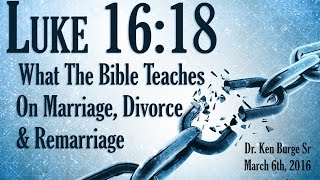 What The Bible Teaches On Marriage Divorce amp Remarriage  Luke 1618 [upl. by Oicangi]