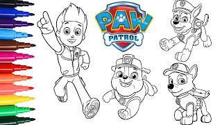 Ryder Chase Rubble Rocky from Paw Patrol  Colouring Pages  pawpatrol coloringpages [upl. by Ytsirt]