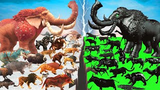 Prehistoric Stampede Animal Epic Battle Mammals vs Shadow Itself Size Animal Revolt Battle Simulator [upl. by Ellatnahc]