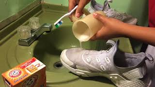 HOW TO CLEAN WHITE SHOES [upl. by Aihsetan399]