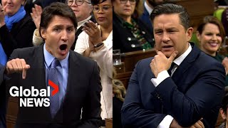 Poilievre claims Trudeau is quotlosing controlquot with quotscreaming and holleringquot while answering question [upl. by Enicul279]