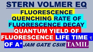 TAMIL STERN VOLMER EQ FLUORESCENCE QUANTUM YIELD QUENCHING RATE FLUORESCENCE DECAY LIFE TIME A [upl. by Aimar687]