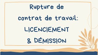 Licenciement démission licenciements abusifs et travailleurs protégés contre le licenciement [upl. by Alcine973]