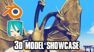 MMDBLENDER  Showa King Ghidorah Model Showcase [upl. by Miehar745]