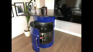 Oil barrel ideas Barrel bar DIY Minibar Stehtisch Fassbar Fassmöbel tambor Brenntonne [upl. by Raf]