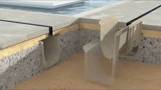 Polymer concrete drain channel installation video [upl. by Nekcarb]