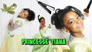 PRINCESSE TIANA Maquillage coiffure POUR LE CARNAVAL DE LECOLE  Robe de Princesse Disney [upl. by Yelsek457]